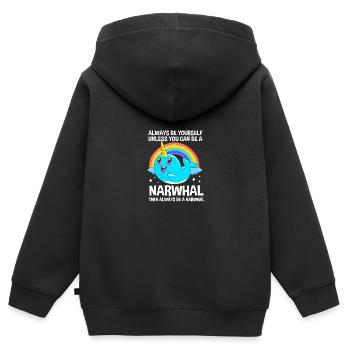 Narval - Sweat Premium à capuche zippé enfant bio - noir - Dos - AI Model Kid Male (0cm)