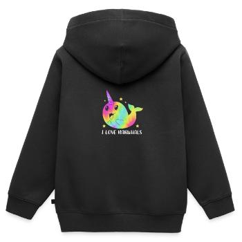 Narval - Sweat Premium à capuche zippé enfant bio - noir - Dos - AI Model Kid Male (0cm)
