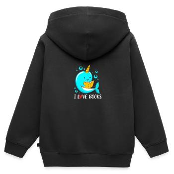 Narval - Sweat Premium à capuche zippé enfant bio - noir - Dos - AI Model Kid Male (0cm)