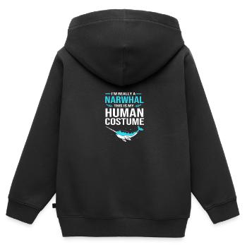 Narval - Sweat Premium à capuche zippé enfant bio - noir - Dos - AI Model Kid Male (0cm)