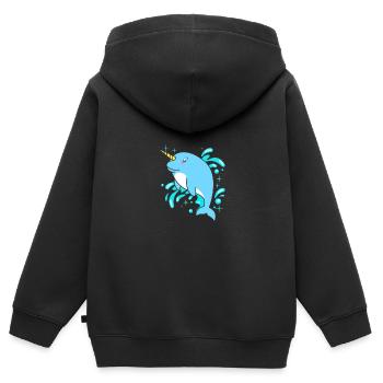 Narval - Sweat Premium à capuche zippé enfant bio - noir - Dos - AI Model Kid Male (0cm)