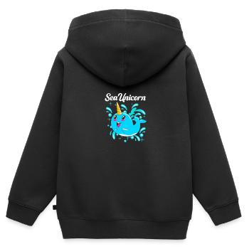 Narval - Sweat Premium à capuche zippé enfant bio - noir - Dos - AI Model Kid Male (0cm)