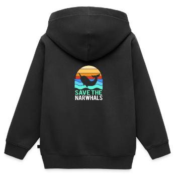Narval - Sweat Premium à capuche zippé enfant bio - noir - Dos - AI Model Kid Male (0cm)