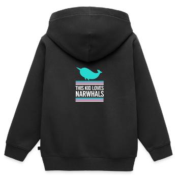 Narwhal - Kids Premium Organic Zip-up Hoodie - black - Back - AI Model Kid Male (0cm)