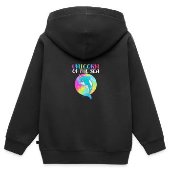 Narwal - Kinder Premium Organic Zip Hoodie - Schwarz - Hinten - AI Model Kid Male (0cm)