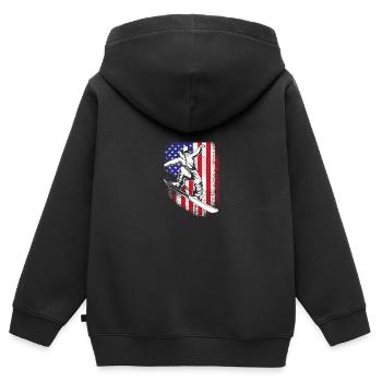 Snowboard Snowboard Vacances snowboard Snowboarders - Sweat Premium à capuche zippé enfant bio - noir - Dos - AI Model Kid Male (0cm)