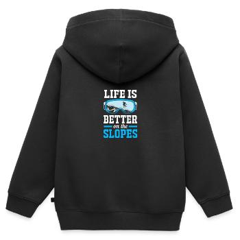 Snowboard Snowboard Vacances snowboard Snowboarders - Sweat Premium à capuche zippé enfant bio - noir - Dos - AI Model Kid Male (0cm)