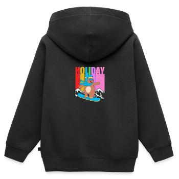 Snowboard Snowboard Vacances snowboard Snowboarders - Sweat Premium à capuche zippé enfant bio - noir - Dos - AI Model Kid Male (0cm)
