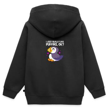 Papageientaucher Puffin - Kinder Premium Organic Zip Hoodie - Schwarz - Hinten - AI Model Kid Male (0cm)