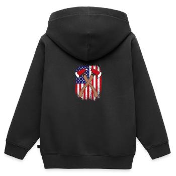 Pompier Pompier - Sweat Premium à capuche zippé enfant bio - noir - Dos - AI Model Kid Male (0cm)