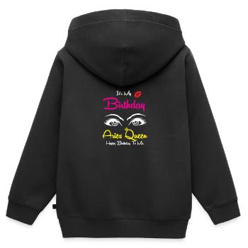 Sternzeichen Widder - Kinder Premium Organic Zip Hoodie - Schwarz - Hinten - AI Model Kid Male (0cm)