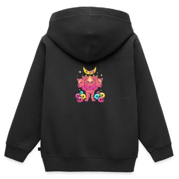 Gothique pastel - Sweat Premium à capuche zippé enfant bio - noir - Dos - AI Model Kid Male (0cm)