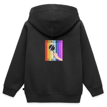 Détective - Sweat Premium à capuche zippé enfant bio - noir - Dos - AI Model Kid Male (0cm)