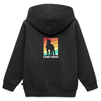 Cane corso - Sweat Premium à capuche zippé enfant bio - noir - Dos - AI Model Kid Male (0cm)