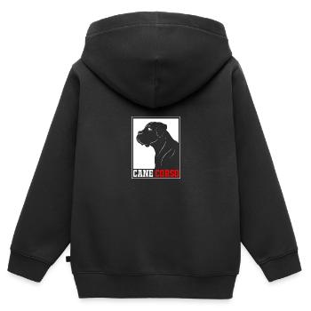 Cane corso - Sweat Premium à capuche zippé enfant bio - noir - Dos - AI Model Kid Male (0cm)