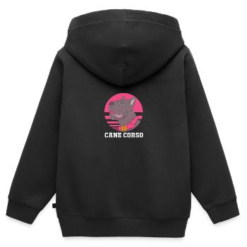 Cane corso - Sweat Premium à capuche zippé enfant bio - noir - Dos - AI Model Kid Male (0cm)