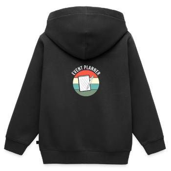 Event Planer - Kinder Premium Organic Zip Hoodie - Schwarz - Hinten - AI Model Kid Male (0cm)