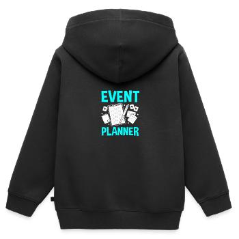 Event Planer - Kinder Premium Organic Zip Hoodie - Schwarz - Hinten - AI Model Kid Male (0cm)
