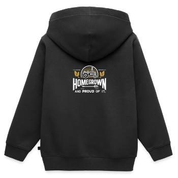 Einheimisch und stolz darauf - Kinder Premium Organic Zip Hoodie - Schwarz - Hinten - AI Model Kid Male (0cm)