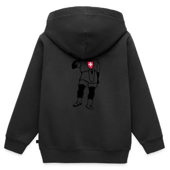 tellneu - Kinder Premium Organic Zip Hoodie - Schwarz - Hinten - AI Model Kid Male (0cm)