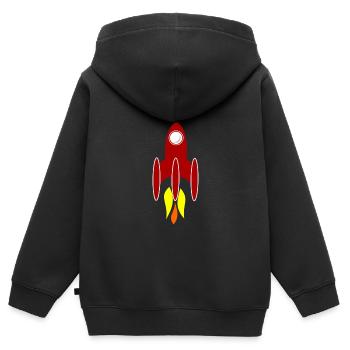 Rakete - Kinder Premium Organic Zip Hoodie - Schwarz - Hinten - AI Model Kid Male (0cm)