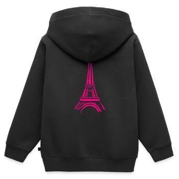 Tour Eiffel rose - Sweat Premium à capuche zippé enfant bio - noir - Dos - AI Model Kid Male (0cm)