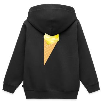 Scoop d'idée cadeau de la crème glacée à la vanille - Sweat Premium à capuche zippé enfant bio - noir - Dos - AI Model Kid Male (0cm)