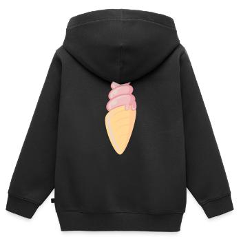 Ice Cream / Eiscreme / Softeis - Kinder Premium Organic Zip Hoodie - Schwarz - Hinten - AI Model Kid Male (0cm)