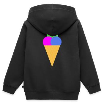 Eiscreme - Gelato - Kinder Premium Organic Zip Hoodie - Schwarz - Hinten - AI Model Kid Male (0cm)