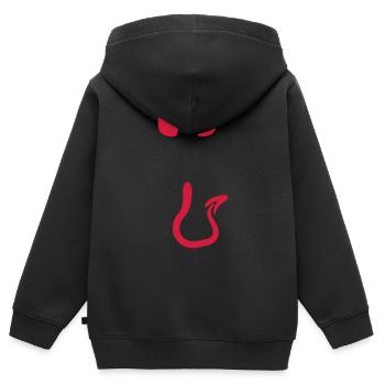 Cornes de Diable Satan evil Dick - Sweat Premium à capuche zippé enfant bio - noir - Dos - AI Model Kid Male (0cm)
