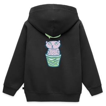 schoolcontest,cat,school - Kinder Premium Organic Zip Hoodie - Schwarz - Hinten - AI Model Kid Male (0cm)