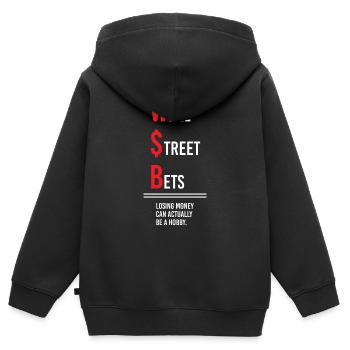 Wallstreetbets Stock Market Bourse cadeau d’actions - Sweat Premium à capuche zippé enfant bio - noir - Dos - AI Model Kid Male (0cm)