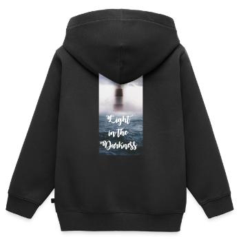 light in the darkness - Kinder Premium Organic Zip Hoodie - Schwarz - Hinten - AI Model Kid Male (0cm)