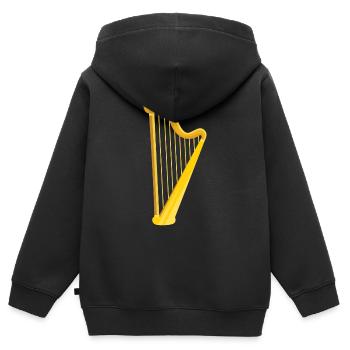 Harfe - Kinder Premium Organic Zip Hoodie - Schwarz - Hinten - AI Model Kid Male (0cm)