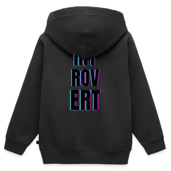 INTROVERT - Kids Premium Organic Zip-up Hoodie - black - Back - AI Model Kid Male (0cm)