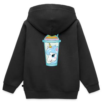Gobelet en plastique avec dôme et licorne - Sweat Premium à capuche zippé enfant bio - noir - Dos - AI Model Kid Male (0cm)