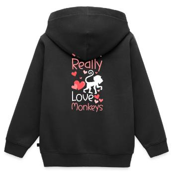 Tier Symbole Menschenaffe Wildnis - Kinder Premium Organic Zip Hoodie - Schwarz - Hinten - AI Model Kid Male (0cm)