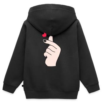 Cœurs de doigts 2 - Sweat Premium à capuche zippé enfant bio - noir - Dos - AI Model Kid Male (0cm)