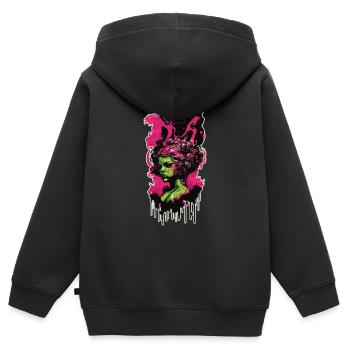 Graffiti au néon - Sweat Premium à capuche zippé enfant bio - noir - Dos - AI Model Kid Male (0cm)