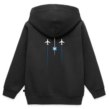 Scotland Airlines - Kinder Premium Organic Zip Hoodie - Schwarz - Hinten - AI Model Kid Male (0cm)