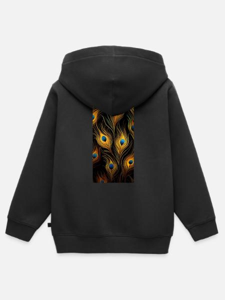 Pfauenfedern - Kinder Premium Organic Zip Hoodie - Schwarz