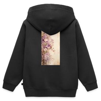 Fleurs vintage - Sweat Premium à capuche zippé enfant bio - noir - Dos - AI Model Kid Male (0cm)
