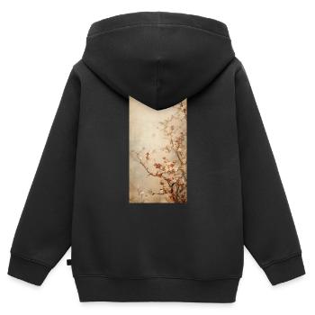 Aubépine vintage - Sweat Premium à capuche zippé enfant bio - noir - Dos - AI Model Kid Male (0cm)