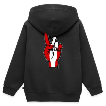 Peru Flagge Frieden Victory Symbol - Kinder Premium Organic Zip Hoodie - Schwarz - Hinten - AI Model Kid Male (0cm)