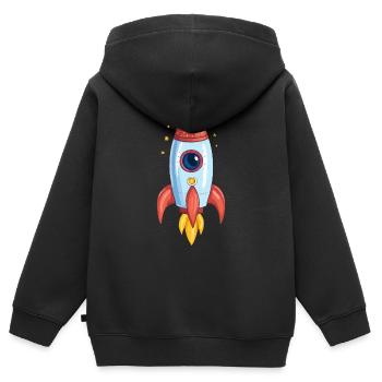 Fusée - Sweat Premium à capuche zippé enfant bio - noir - Dos - AI Model Kid Male (0cm)