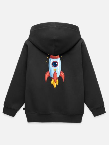 Rakete - Kinder Premium Organic Zip Hoodie - Schwarz