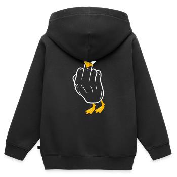 Gänse-Mittelfinger-Humor - Kinder Premium Organic Zip Hoodie - Schwarz - Hinten - AI Model Kid Male (0cm)