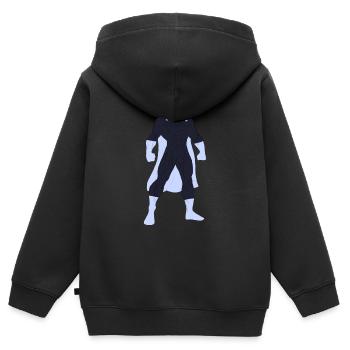 Sei ein Superheld! Seien Sie mutig! - Kinder Premium Organic Zip Hoodie - Schwarz - Hinten - AI Model Kid Male (0cm)