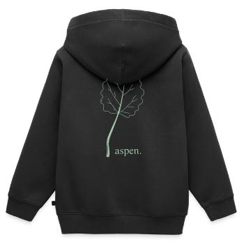 aspen. - Kinder Premium Organic Zip Hoodie - Schwarz - Hinten - AI Model Kid Male (0cm)