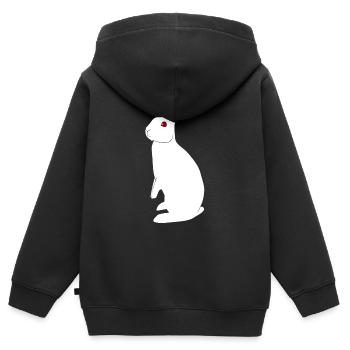 Albino Kaninchen - Kinder Premium Organic Zip Hoodie - Schwarz - Hinten - AI Model Kid Male (0cm)